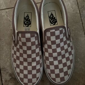 Vans Classic Checkered Slip-Ons in dark purple and White
